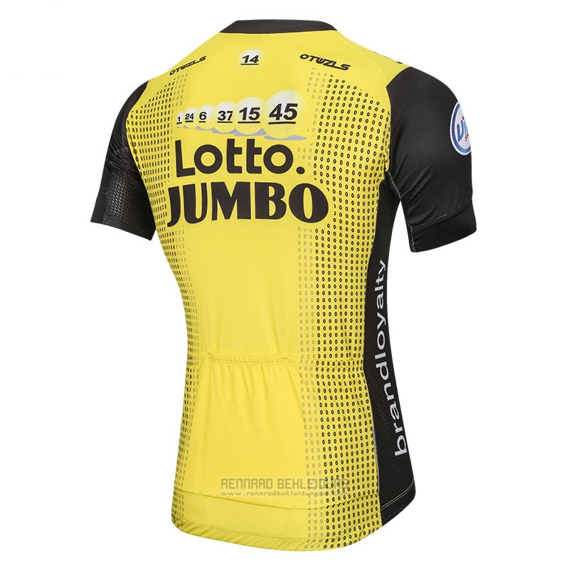 2018 Fahrradbekleidung Lotto NL Jumbo Gelb Trikot Kurzarm und Tragerhose